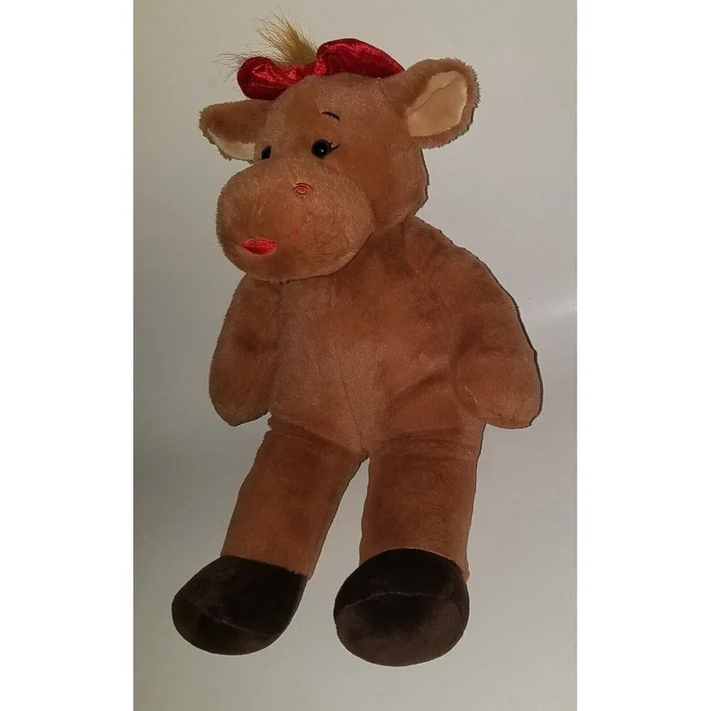 BABW Brown Girl Reindeer Plush Wearing Red Santa Dress Build-A-Bear Christmas